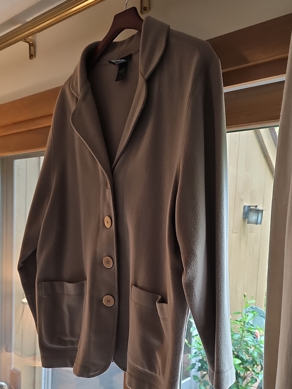 Eileen Fisher Taupe Button-Front Blazer Jacket